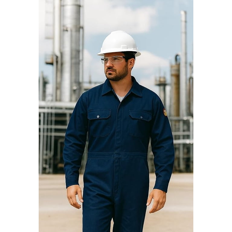 Flame Retardant FR Coverall - 88% C / 12% Nylon, X-Large, Navy