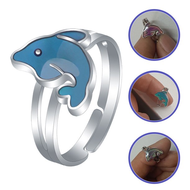 SHISUYAN Dolphin Design Mood Rings Color Changing Thermochromic