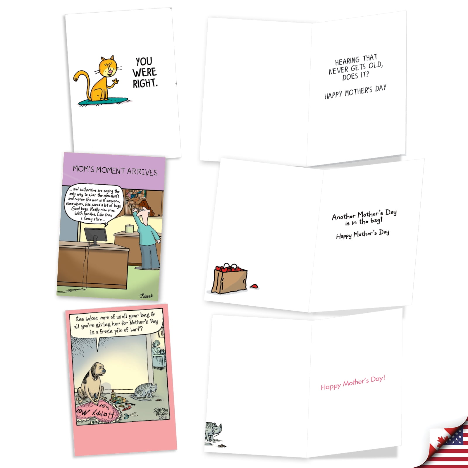 NobleWorks 20 Assorted Set Funny Mother's Day Greeting Cards w/5 x 7 Inch Envelopes (10 Designs, 2 Each), For Women, Mom Top Moms