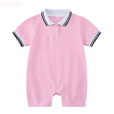 LYHaoo Romper for Boys Boys Girls Short Sleeve Solid Pullover Romper Gentleman Jumpsuit Sizes 6-12 Months