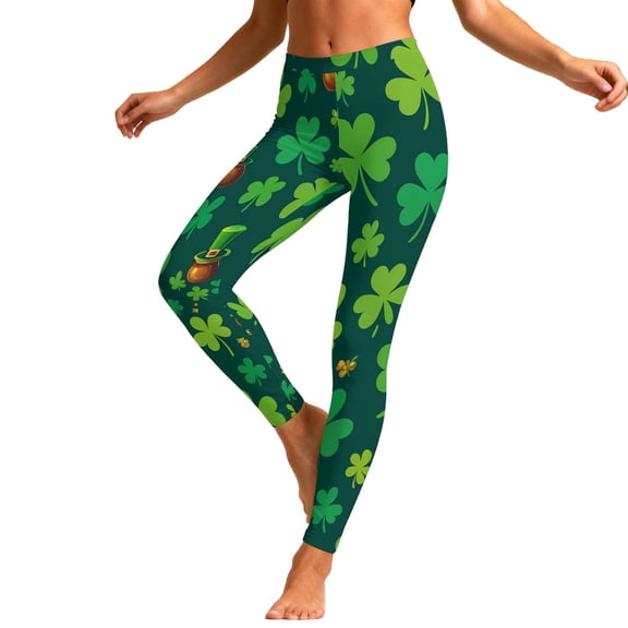 Gamivast Shamrock Leggings for Women Stretchy Tummy Control High Waisted Pants Seamless Casual Festival Gathering Tights St Patricks Day Outfits