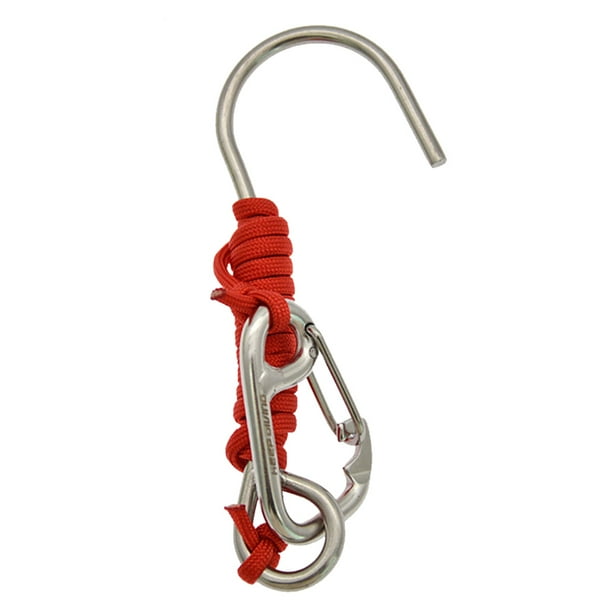 Gancho Arrecife Buceo Con Cordón en Espiral 120 Cm para A La Deriva () Rojo