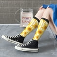 thumbnail image 5 of Fuzoiu Yellow White Striped Sunflower Print Adult Stockings,Crew Socks,Unisex Fashion Socks, Casual Sports Socks,Comfortable Crew Socks for Everyday Wear and Sports, 5 of 6