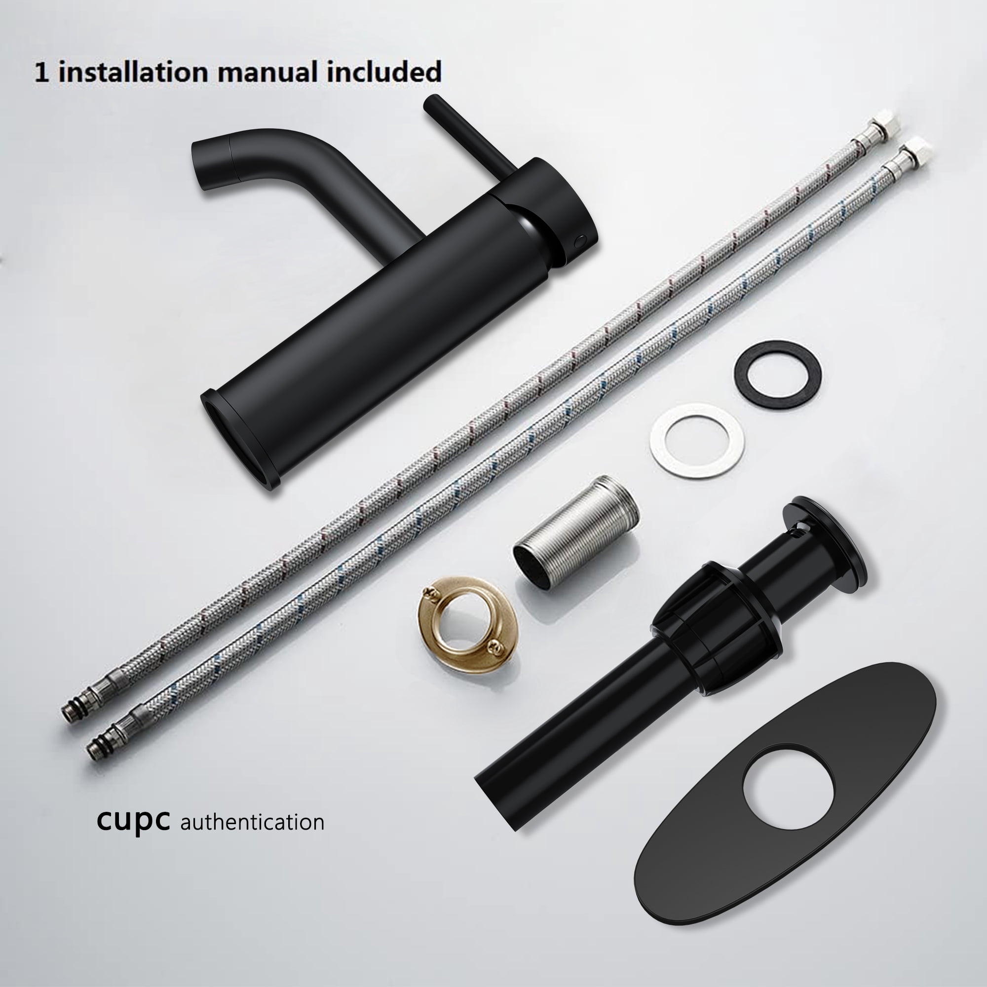 Matte Black Bathroom Sink Faucet Single Handle Bathroom Faucet Black Single Hole Vanity Faucet Modern RV Faucet Deck Mount 1 Hole or 3 Hole