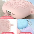 thumbnail image 5 of GJX Case Compatible with Airpods Pro 2,Liquid Silicone Protective Case for Airpods Pro 2,Fine Carving Flower Plant Pattern Case for Airpod Pro,Pink, 5 of 7