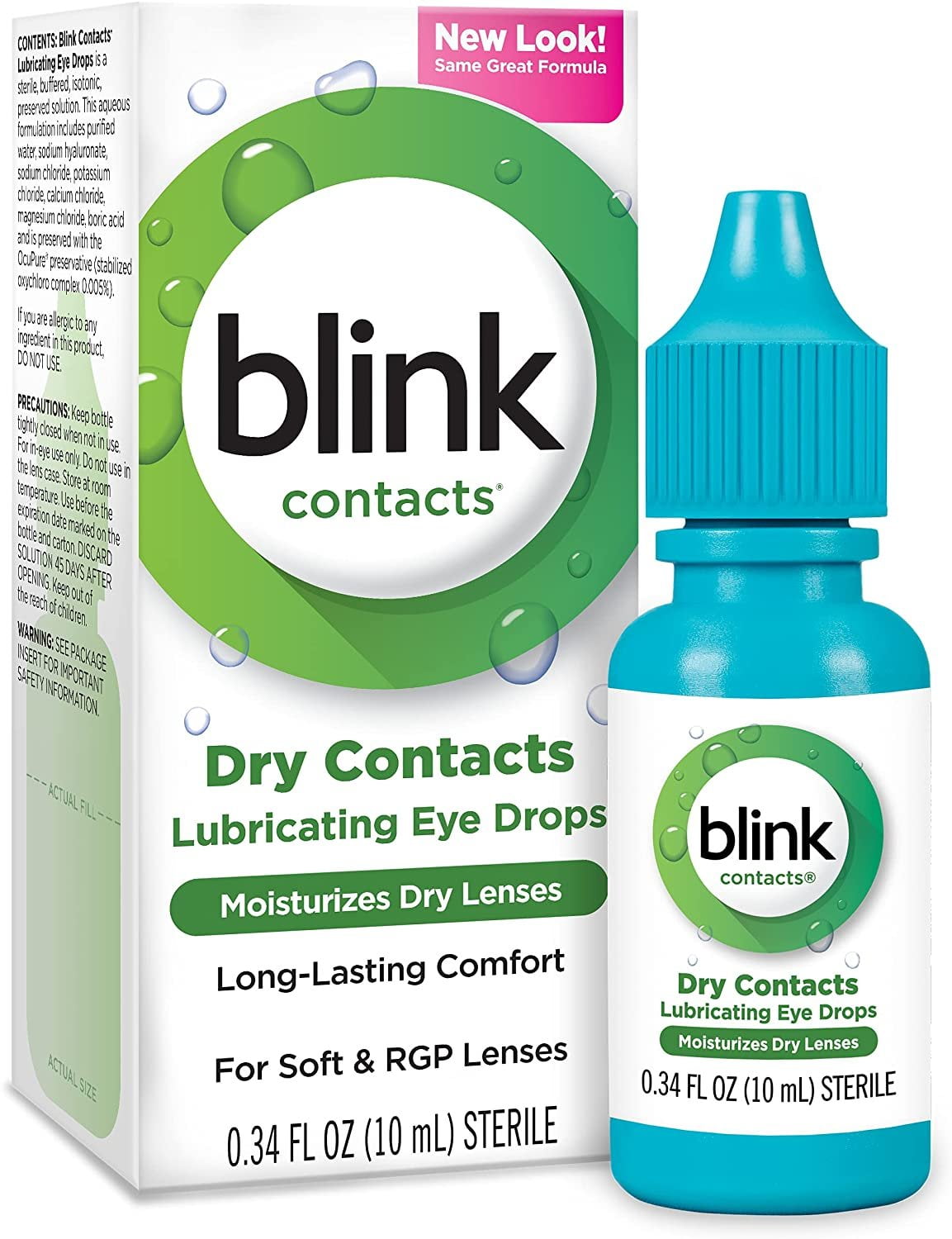 Blink Contacts Lubricant Eye Drops, 0.34 oz 10 ml