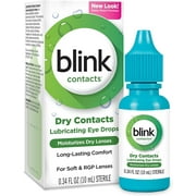 Blink Contacts Moisturizes Dry Lenses Long Lasting Comfort Lubricating Eye Drops 0.34