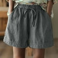 thumbnail image 2 of biudgviw Boho Shorts for Women Drawstring Elastic High Waisted Bagggy Shorts Oversize Wide Leg Shorts with Pockets, 2 of 4