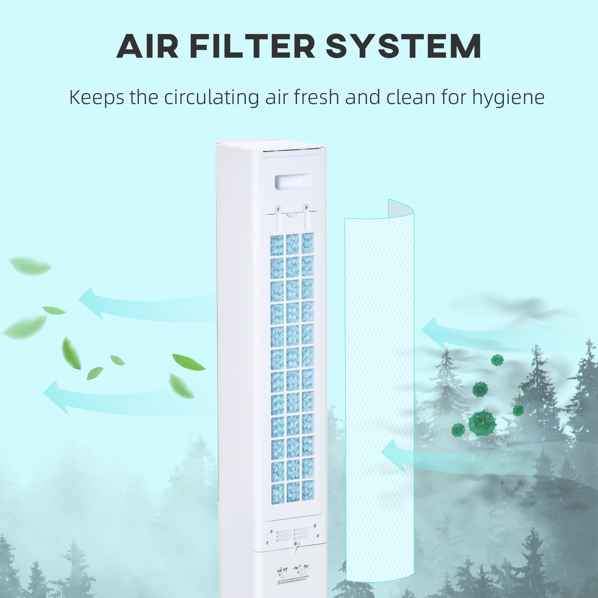 HOMCOM 42" Oscillating Air Cooler for Home with Timer 3-In-1 Evaporative Ice Cooling Tower Fan Humidifier with 3 Modes 3 Speeds LED Display Remote