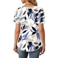 thumbnail image 6 of Womens Blouses Tops,Summer New Fashion Floral Prints Top Loose Round Neck Chest Pleated Shirts Womens Casual Short Sleeve Blouse Pullover Tops, 6 of 6