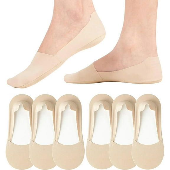 TELOLY Socks, No Show Socks for Women, Women's Nylon Non Slip Low Cut Liner Footies Thin Silk Socks For Flats Loafers Lightweight 6 Pairs
