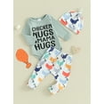 thumbnail image 3 of Cenuakty Newborn 3 Piece Pants Set Baby Girl Boy Letter Print Romper and Chicken Print Pants Hat Outfits Infant Clothing, 3 of 9