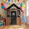 thumbnail image 5 of COCLUB Kids Outdoor Playhouse, Wooden Playhouse with Play Kitchen, Working Doorbell, Bird Cage, Pet Door, Backyard Casa de CampañA Para NiñOs Country Style, 5 of 11