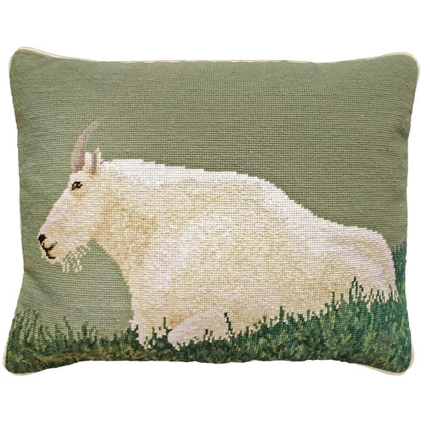 Throw Pillow Needlepoint Mountain Goat Standing Right 16x20 Sage Green Wo Mh 277 Walmart Com Walmart Com