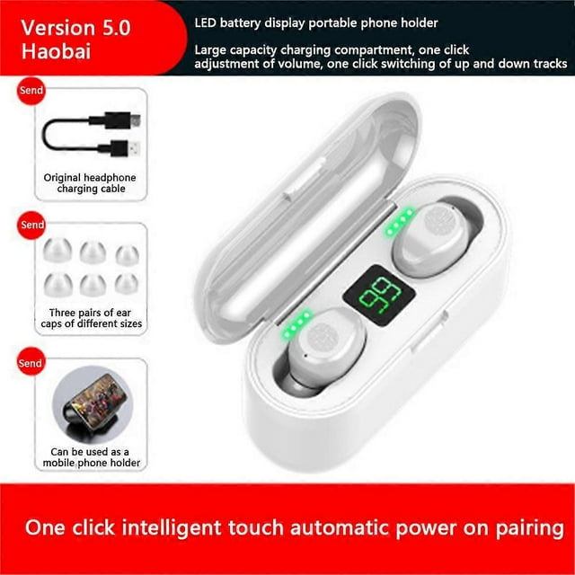 F9 TWS Bluetooth 5.0 Earphone Wireless Headphone Stereo Min Headset Sport Earbuds Microphone With Charging Box For Smart Phone
