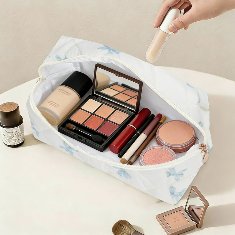 cloth travel makeup bag Gynky Quilted Makeup Pouch Cute Cotton Toiletries Bag Travel Zipper Flowers Makeup  Bag Portable Storage Cosmetic Travel Cloth Bag