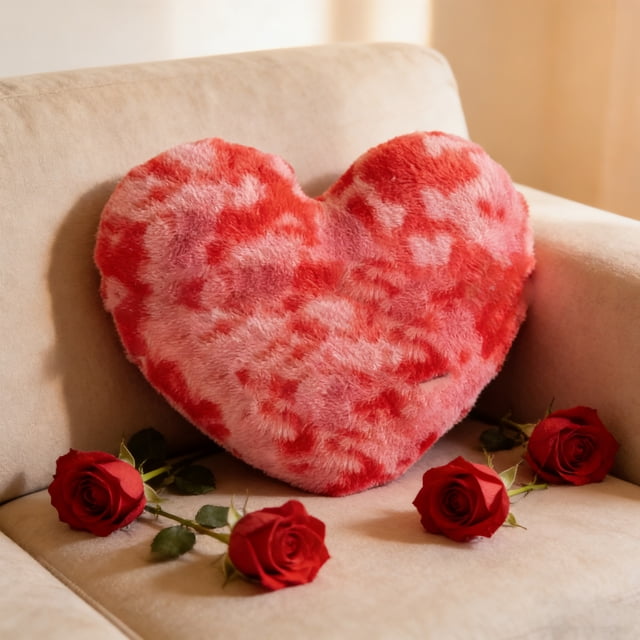 Dvkptbk Valentines Heart Pillows Gifts for Women, Mom, Girlfriend, Cute Plush Cozy Throw Pillow Cushion for Valentines Anniversary Home Decor, 11.8 in x 15.7 in, Red