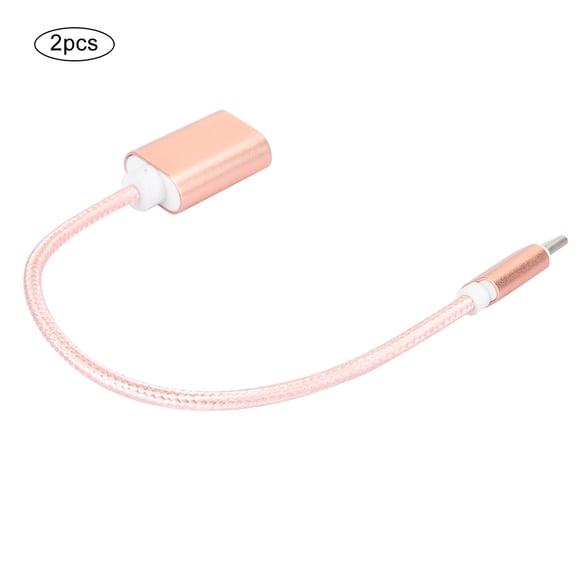 Câble Adaptateur de Lecteur de Cartes en Tissu Tissé à Joints Renforcés, Câble Adaptateur Type-C, Câble Adaptateur OTG Portable, pour Téléphones Mobiles Ordinateur Tablette Doré,Argent,Rose
