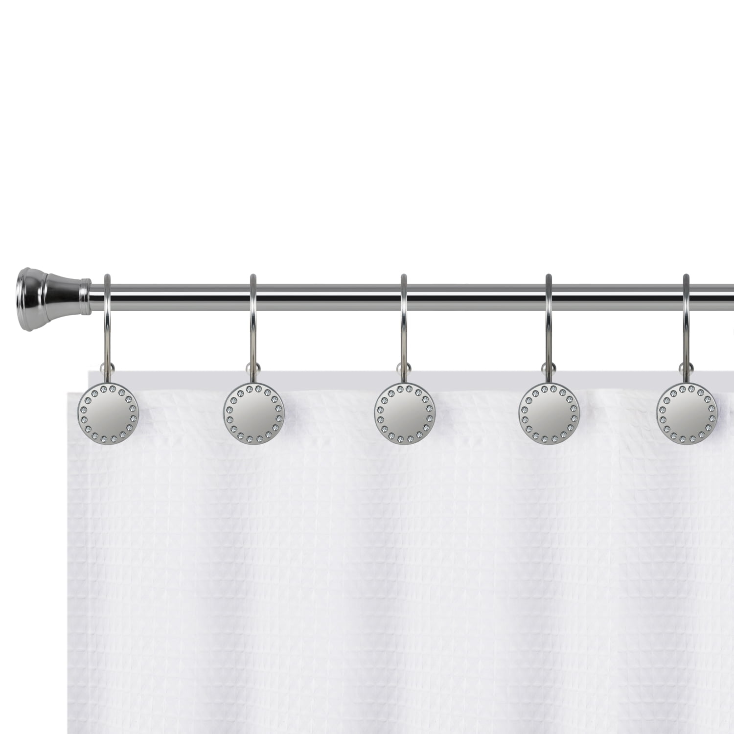 Utopia Alley Shower Rings, Double Shower Curtain Hooks for Bathroom, Rust Resistant Shower Curtain Hooks Rings, Set of 12, Chrome
