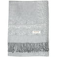 thumbnail image 4 of Falari Women's Large Double Layered Pashmina Shawl Wrap Border Pattern Scarf Silver Grey, 4 of 4