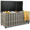thumbnail image 1 of Gymax 2-in-1 PE Wicker Outdoor Storage Box Furniture Deck Box Garden Tools Mix Grey, 1 of 10