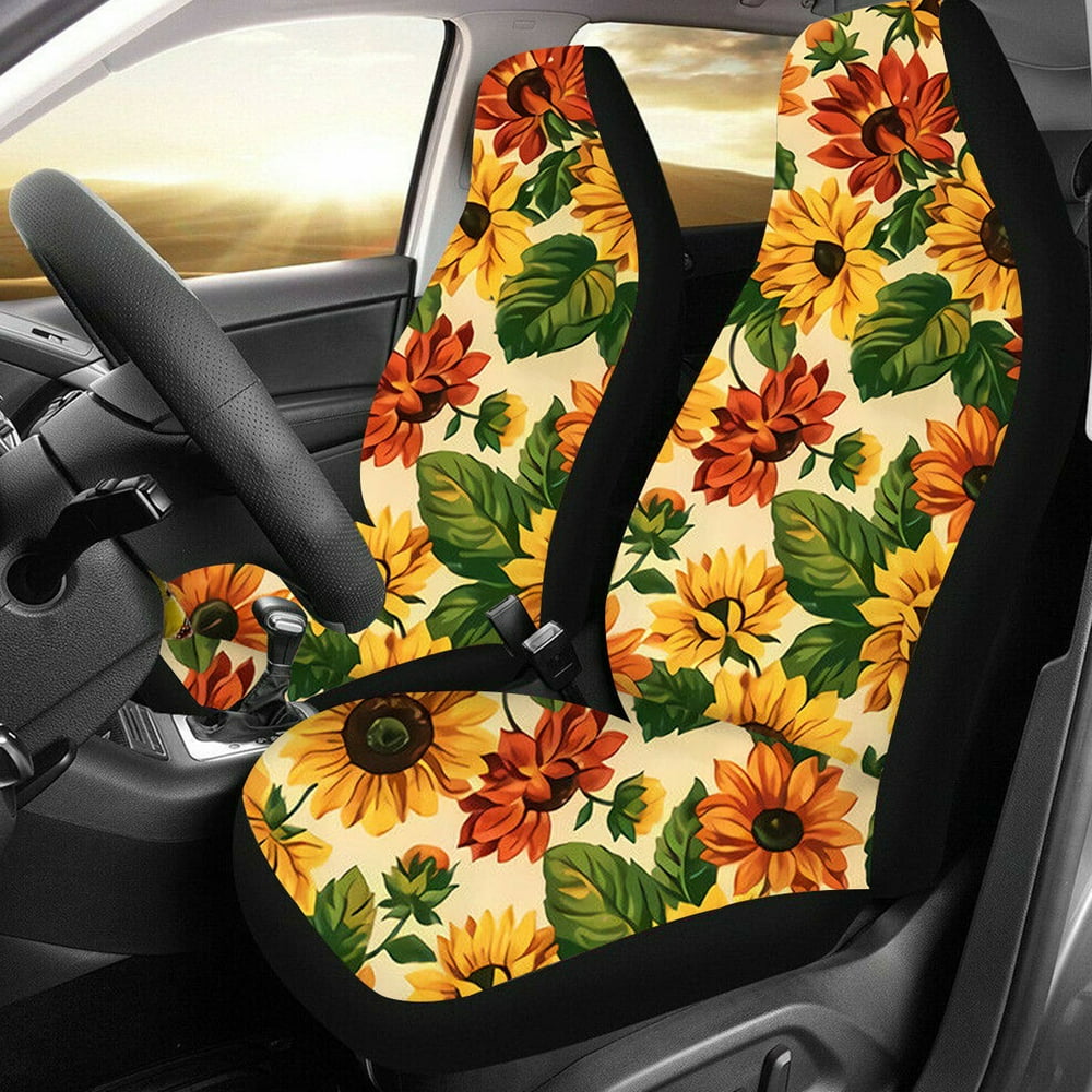2 Seats/5 Seats 15 Colors Car Front Seat Sunflower Printing Four