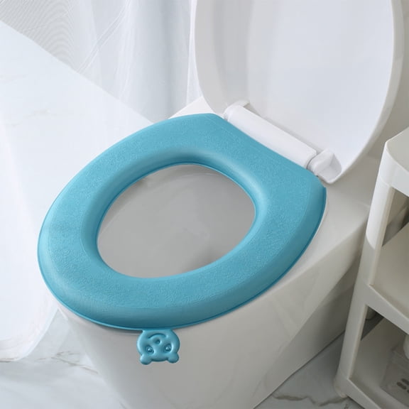 AuroraX Eva Waterproofing Toilet Seat Cover Thick Blue Soft Solid Toilet Seat Cushion