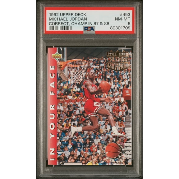 Michael Jordan 1992 Upper Deck Champ 1987 & 1988 Card #453 Graded PSA 8