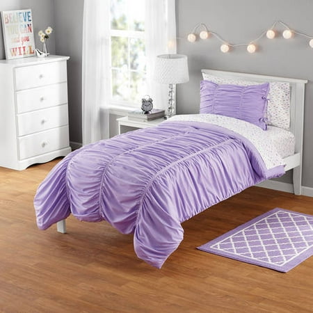 Your Zone Microfiber Ruched Polyester Mini Comforter Set 1 Each
