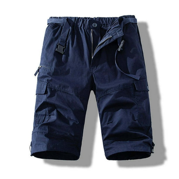 pstuiky Hombres bajos, Pantalones cortos cargo elásticos para hombre, informales, con cordón ajustable, clásicos, de verano, con múltiples bolsillos Pantalones cortos de baloncesto
