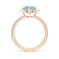 thumbnail image 2 of ANGARA Natural Vintage Style Claw-Set Round 1.6 ct Aquamarine Halo Ring in 14K Rose Gold for Women (Size-8mm) | March Birthstone, Anniversary, Jewelry Gift for Women | Natural Aquamarine Ring, 2 of 9