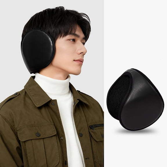 1Pcs Fleece Lined Ear Muff Under $5! Kadlawus Men's and Women's Winter Earmuff, Outer Leather Inner Fleece Warm Ear Protection, Windproof Cold Proof Adjustable Headband, Outdoor Sports