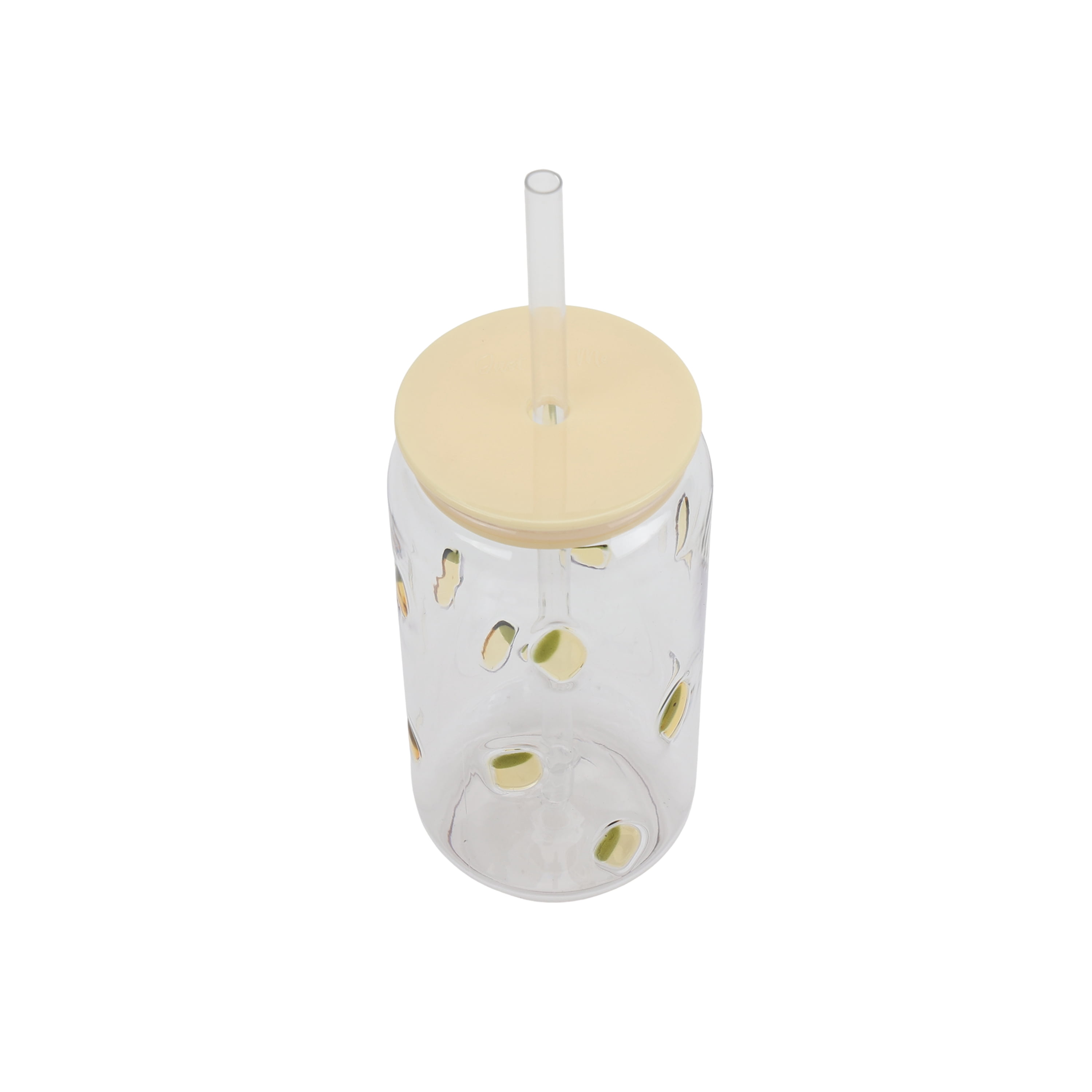 Just Feed Me by Jessie James Decker 4-Piece 18oz Embossed Lemon Can Sipper Tumbler with Straw Set