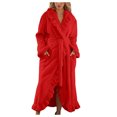 thumbnail image 1 of Ccpelsie Plush Robes for Women, Womens Robe Long Fleece Fuzzy Bathrobe Fall Winter Soft Warm Fluffy Bathrobes with Pockets(Red,L), 1 of 9