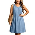 thumbnail image 2 of Akmaiox Plus Size Summer Dresses for Women,Sleeveless V Neck Mid Length Casual Beach Dresses,Trendy Pleats Soft Loose Vacation Sundresses XL-5XL, 2 of 6