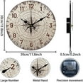 thumbnail image 2 of Reloj de pared vintage con brújula náutica de 12 pulgadas, silencioso, digital, redondo, funciona con pilas, para decoración del hogar, sala de estar, cocina y oficina., 2 of 9