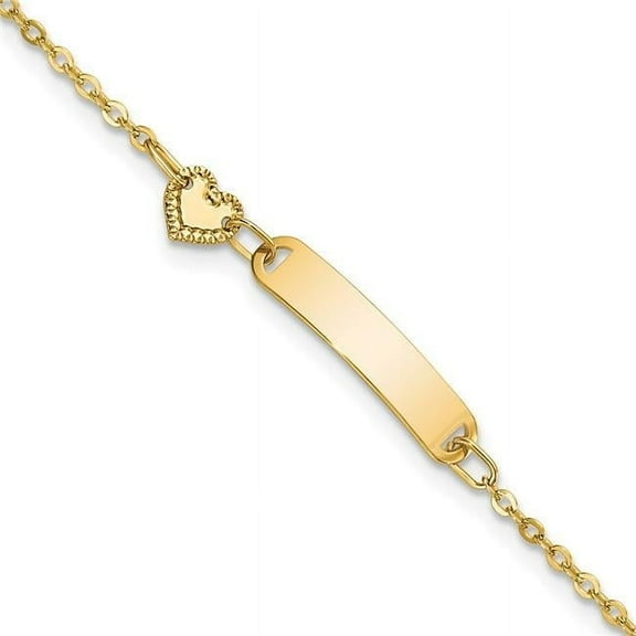 Primal Gold 14 Karat Yellow Gold ID with Heart Children's Bracelet