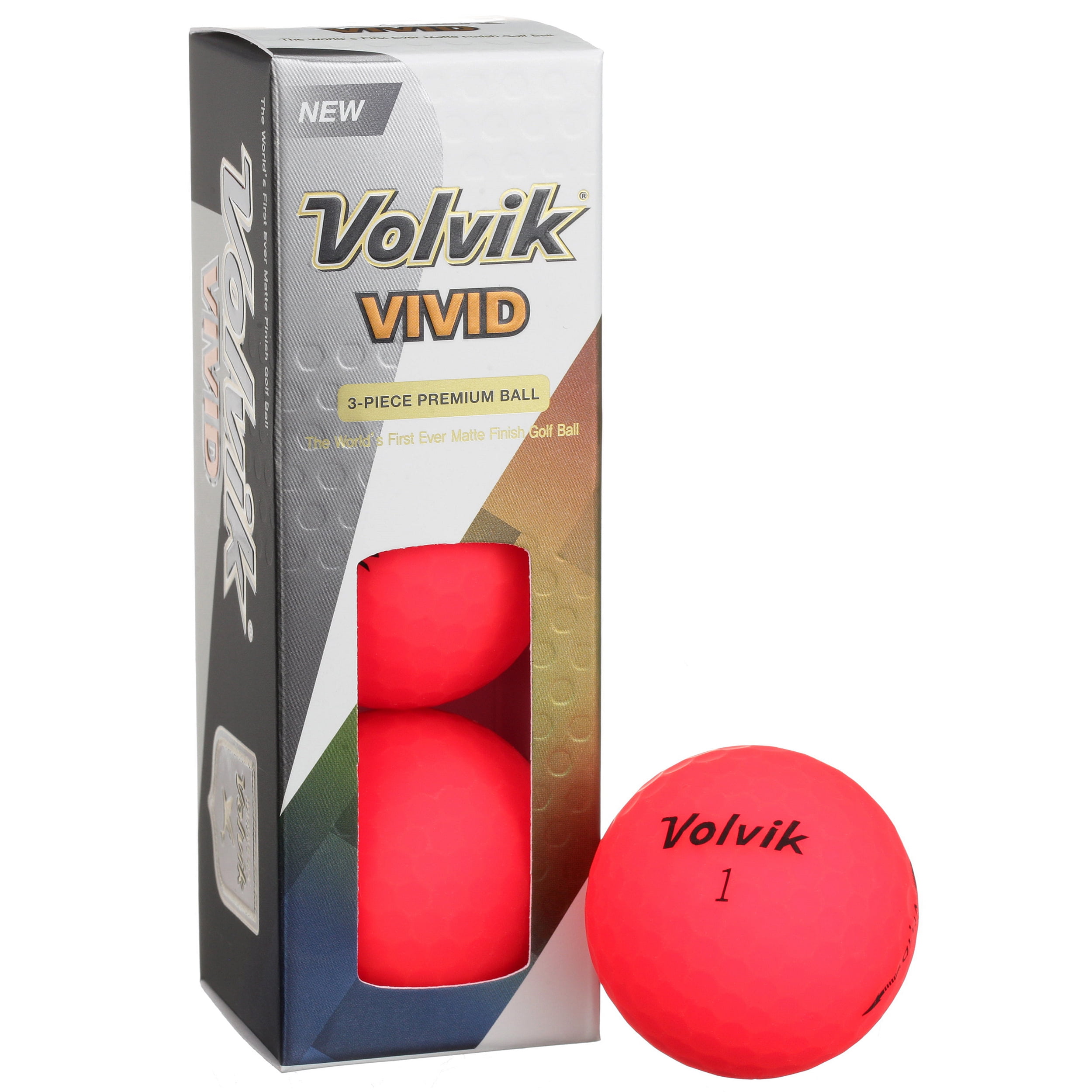 Volvik Vivid Golf Balls, Red, 12 Pack