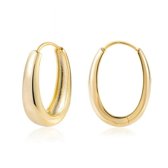 Alexcraft 14K Gold Plated Chunky Hoop Earrings for Women Hypoallergenic Thick Huggie Earring Wide Hoop Earrings