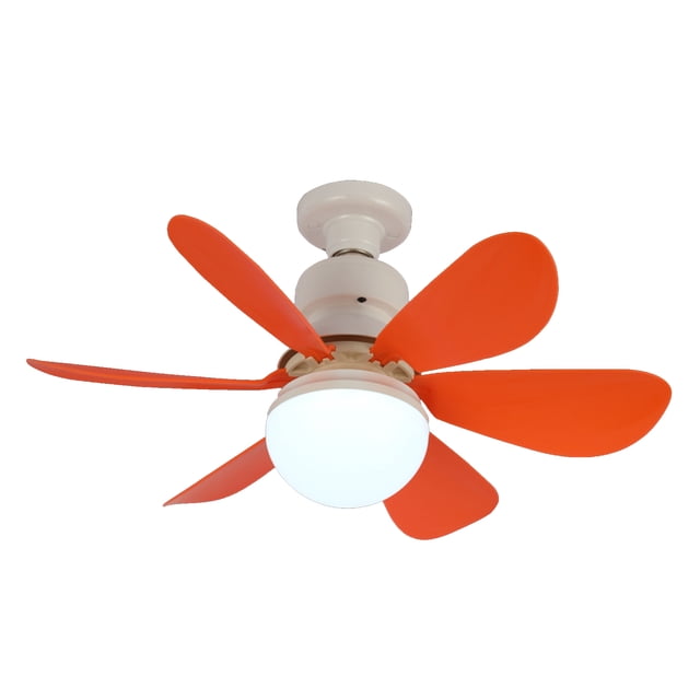 yeacher E27 Ceiling Fan Light with Remote, 3-Color Dimmable LED, 40W, Adjustable Speed & Timer, Orange ABS Blades, Ideal for Bedroom, Living Room, Study
