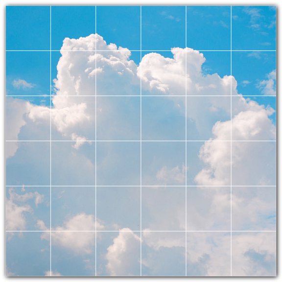 Picture-Tiles.com: Clouds Ceramic Tile Wall Mural WAL500378-66S. 25.5"W x 25.5"H using (36) 4.25" x 4.25" Ceramic Tiles-Satin Finish