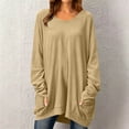 thumbnail image 2 of Nowekniz Women Crewneck Long Sleeve Tops, Lightweight Loose Sweatshirt Tunic Shirts with Pockets, Soft Casual Blouses Matching Leggings, Fashionable Fall Daily Wear Outfits, 2 of 5