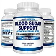 Blood Sugar Support Supplement - 20 Herbs & Multivitamin for Blood Sugar Control with Alpha Lipoic Acid & Cinnamon - 120 Pills - Arazo Nutrition