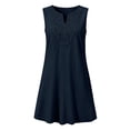 thumbnail image 3 of Pumxq Linen Dress for Women Boho Embroidered Midi Sleeveless V Neck Summer A-Line Tunic Tank Dresses Loose Beach Sundress Navy S, 3 of 8