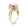 thumbnail image 2 of SZUL Women's Oval Shaped Pink Topaz and Diamond Curve Ring in 10K Yellow Gold, 2 of 3