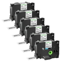 GREENCYCLE 6PK Compatible for Brother Black on White 24mm 8m TZ TZe TZe-251 TZ-251 TZe251 TZ251 Laminated Label Tape PT-330 PT-350 PT-520 PT-530 PT-540 PT-550 Label Maker