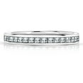 thumbnail image 1 of JeenMata Alianza de Bodas de 0,25 Quilates con Piedra Natal de Abril en Corte Princesa: Banda con Canal Pavé, Baño de Oro Blanco de 18 K sobre Plata, 1 of 6
