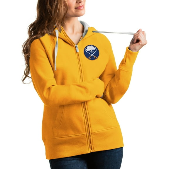 Women's Antigua Gold Buffalo Sabres Victory Full-Zip Hoodie
