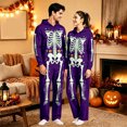 thumbnail image 2 of Unisex Adult Hooded Onesie, Halloween Skeleton Full‑Body Print Long Sleeve Jumpsuit for Men Women Home Loungewear, 2 of 8