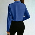 thumbnail image 6 of Women's Long Sleeve Button Down Shirt Bodysuits Lapel Collar Solid Color Dressy Business Casual Onesie Blouses (L, Blue), 6 of 8